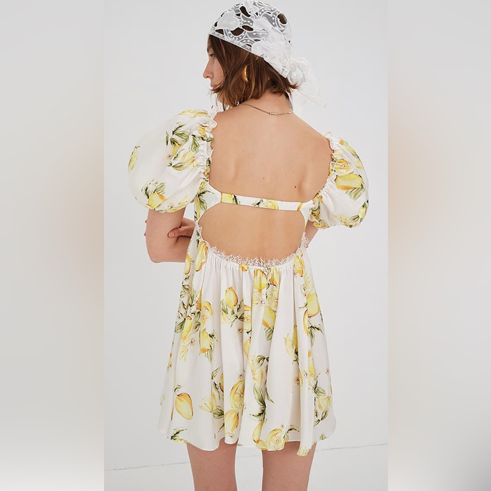NWT For Love & Lemons Serafina Mini Dress in Lemons Print - Picture 2 of 10